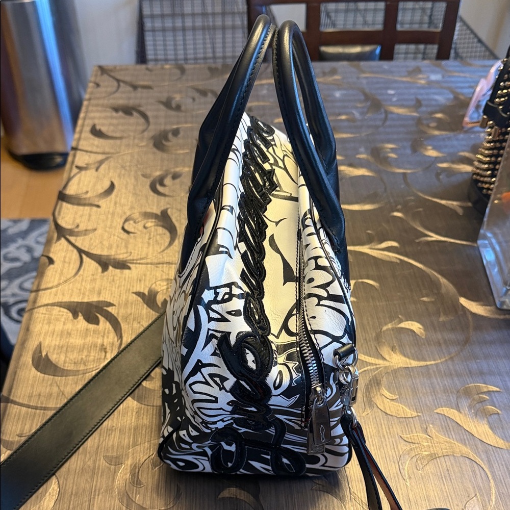Christian Louboutin leather Black and White Graffiti Satchel - Picture 6 of 16